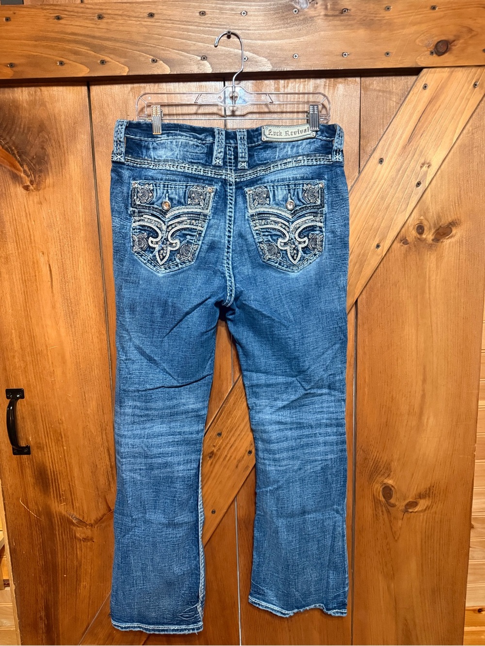 Rock Revival Blue Embroidered Back-Pocket Bootcut Jeans